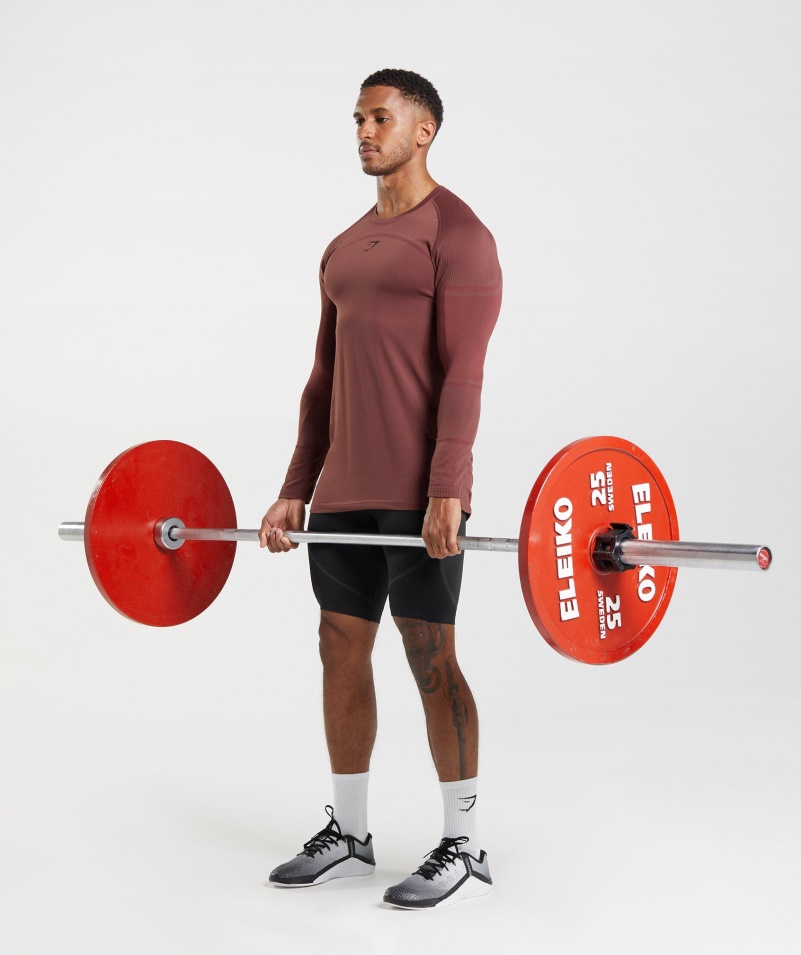 Gymshark 315 Tričko S Dlhým Rukávom čerešňovo Hnedé