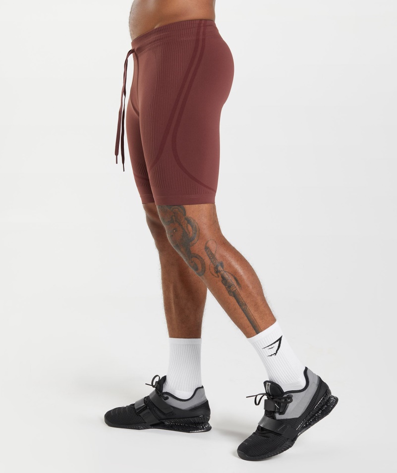 Gymshark 315 Bezšvové 1/2 šortky čerešňovo Hnedo-atletické Gaštanové