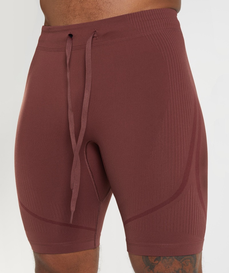 Gymshark 315 Bezšvové 1/2 šortky čerešňovo Hnedo-atletické Gaštanové