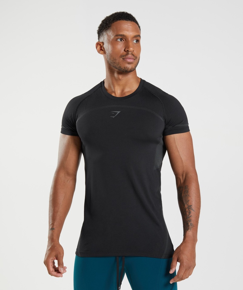 Gymshark 315 Bezšvové Tričko čiernej Farby