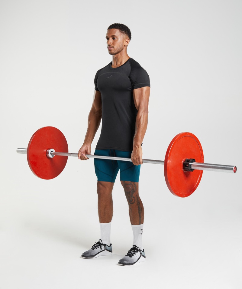 Gymshark 315 Bezšvové Tričko čiernej Farby