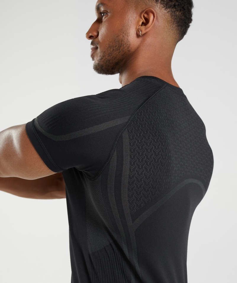 Gymshark 315 Bezšvové Tričko čiernej Farby