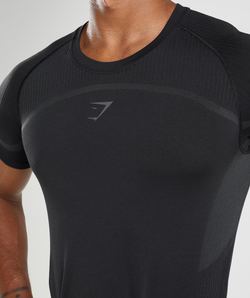Gymshark 315 Bezšvové Tričko čiernej Farby