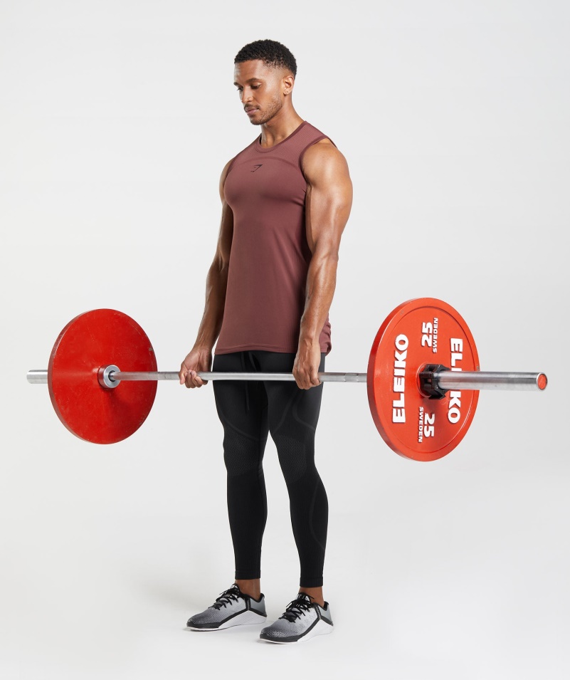 Gymshark 315 Bezšvový Tank čerešňovo Hnedý