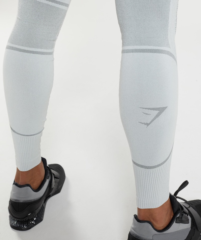 Gymshark 315 Bezšvové Pančuchové Nohavice Svetlošedo-uhľovo šedé