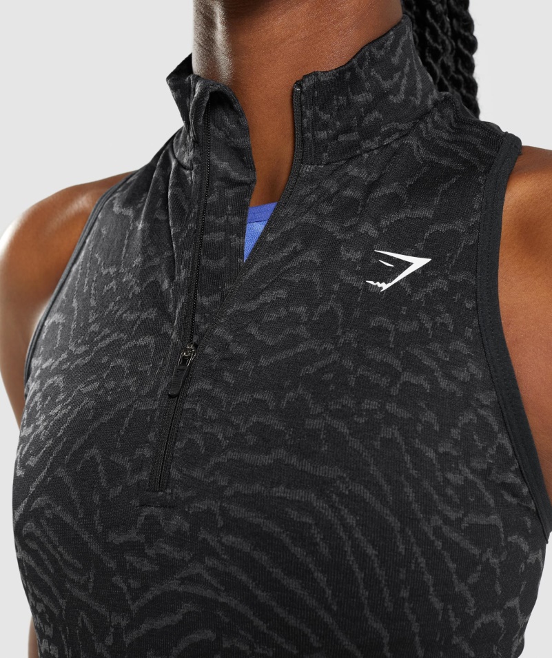 Gymshark Adapt Animal Bezšvové Crop 1/2 Zips Hybrid-black