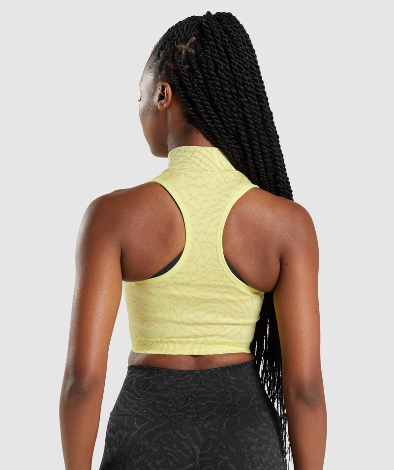 Gymshark Adapt Animal Bezšvový Crop 1/2 Zip Hybrid-svetluška žltá