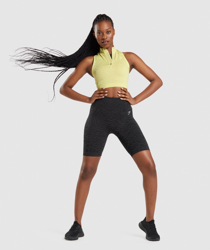 Gymshark Adapt Animal Bezšvový Crop 1/2 Zip Hybrid-svetluška žltá
