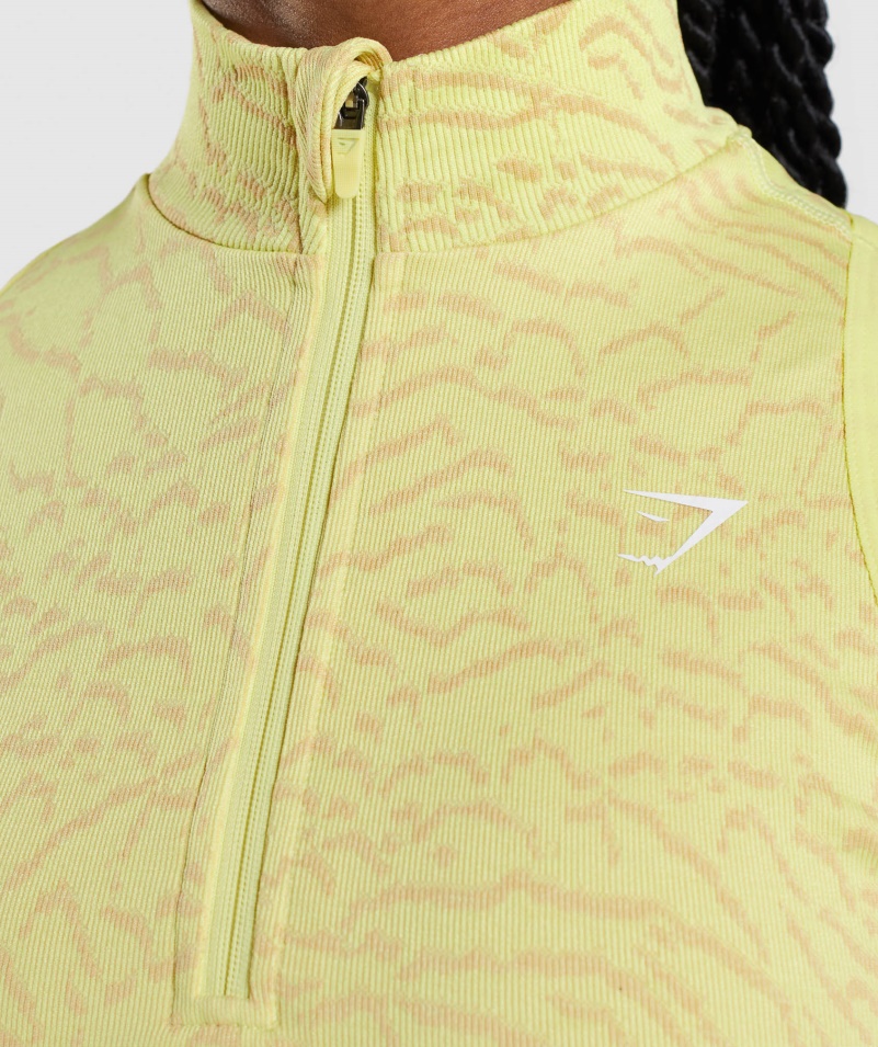 Gymshark Adapt Animal Bezšvový Crop 1/2 Zip Hybrid-svetluška žltá