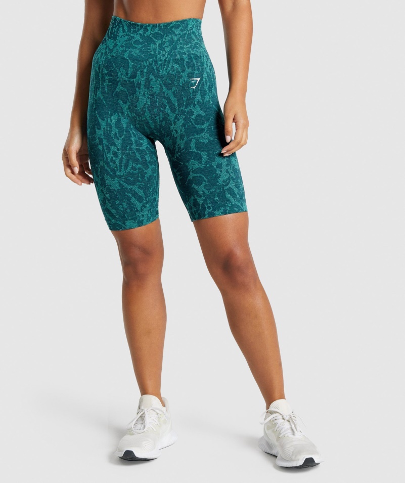Gymshark Adapt Animal Bezšvové Cyklistické šortky Butterfly-teal