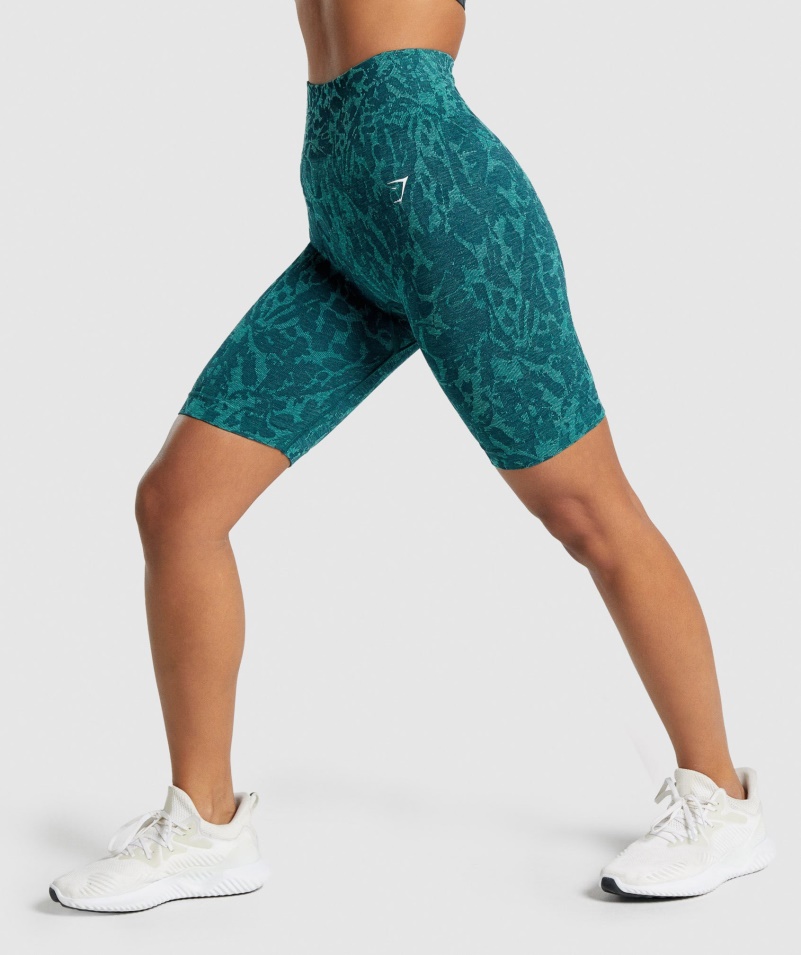 Gymshark Adapt Animal Bezšvové Cyklistické šortky Butterfly-teal