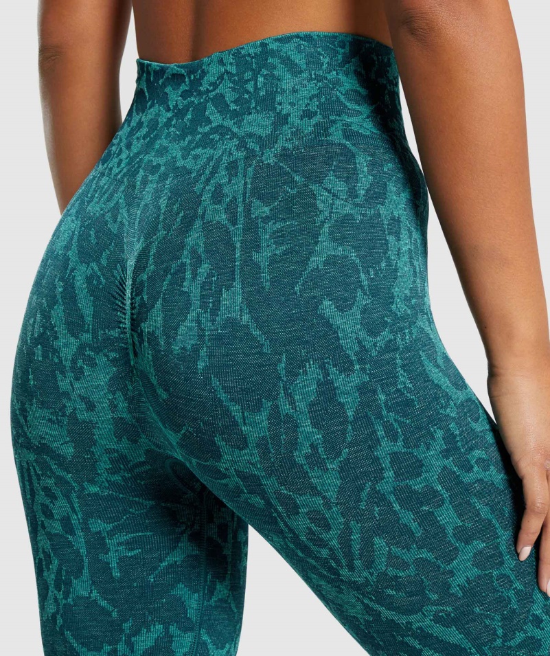 Gymshark Adapt Animal Bezšvové Cyklistické šortky Butterfly-teal