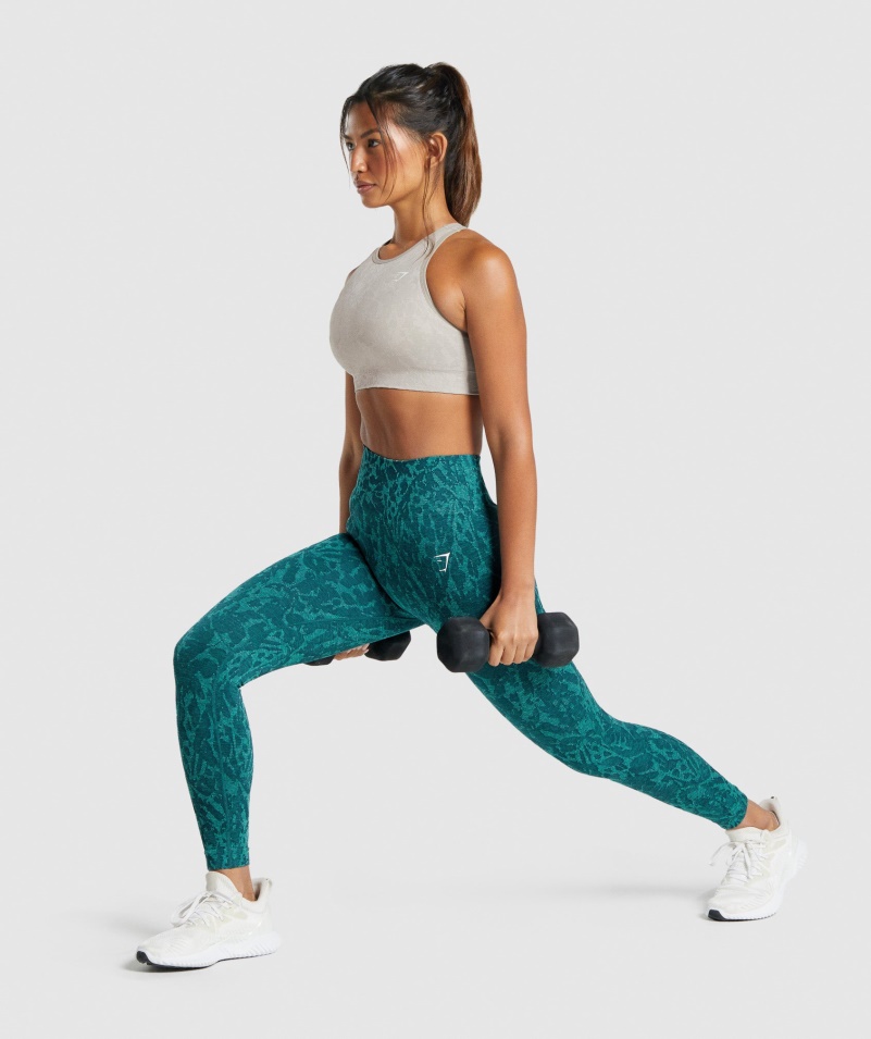 Gymshark Adapt Animal Bezšvové Legíny Motýľ-zelenomodré