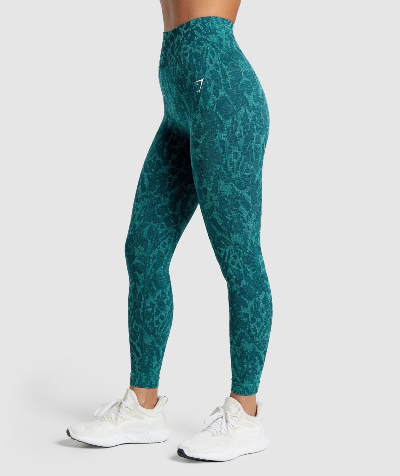 Gymshark Adapt Animal Bezšvové Legíny Motýľ-zelenomodré