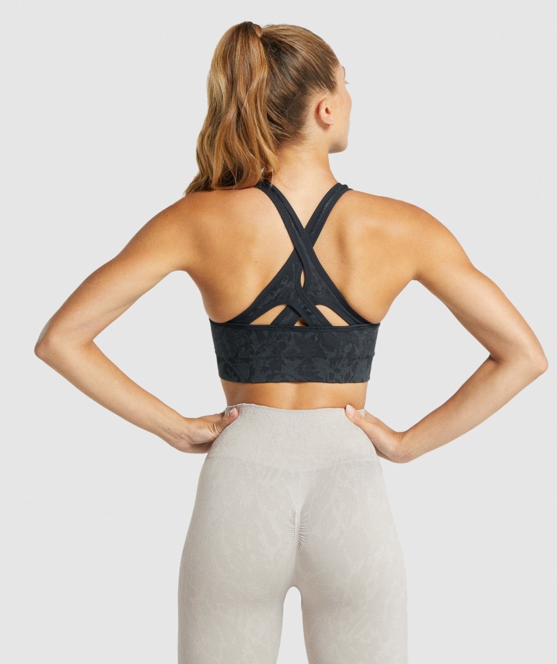 Gymshark Adapt Animal Bezšvová športová Podprsenka Motýľovo čierna
