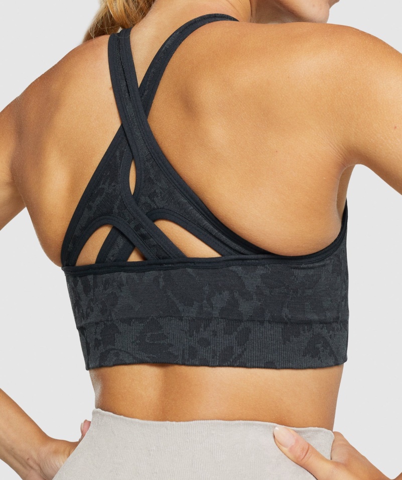 Gymshark Adapt Animal Bezšvová športová Podprsenka Motýľovo čierna