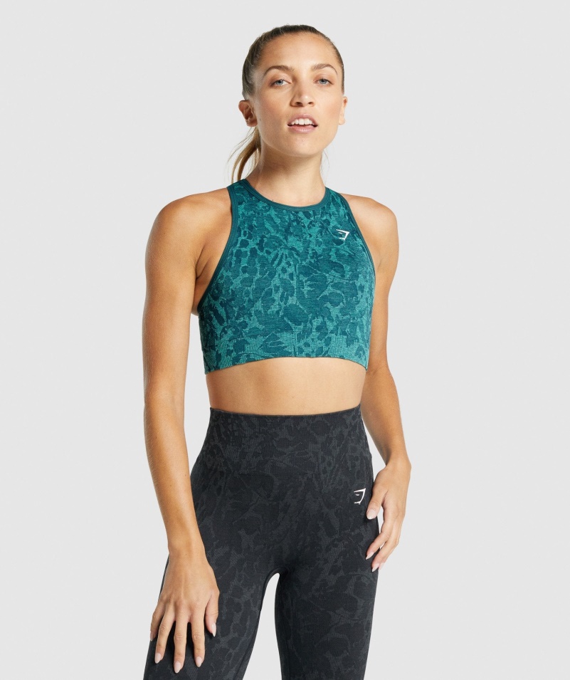 Gymshark Adapt Animal Bezšvová športová Podprsenka Motýľ-zelenomodrá