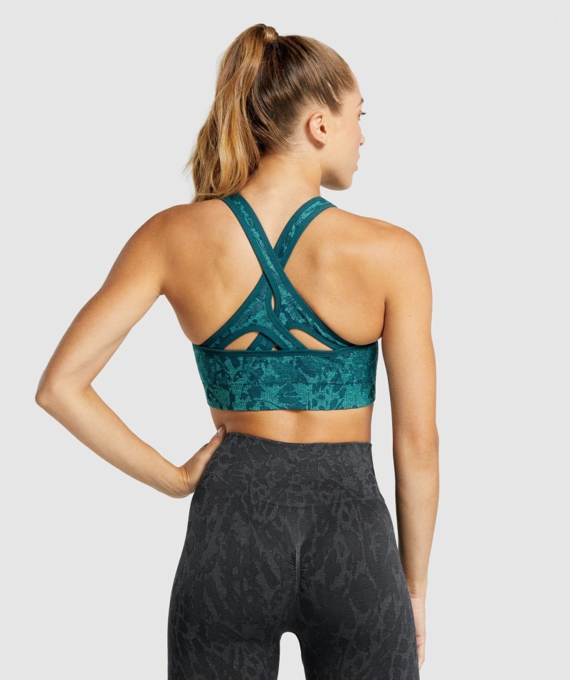 Gymshark Adapt Animal Bezšvová športová Podprsenka Motýľ-zelenomodrá