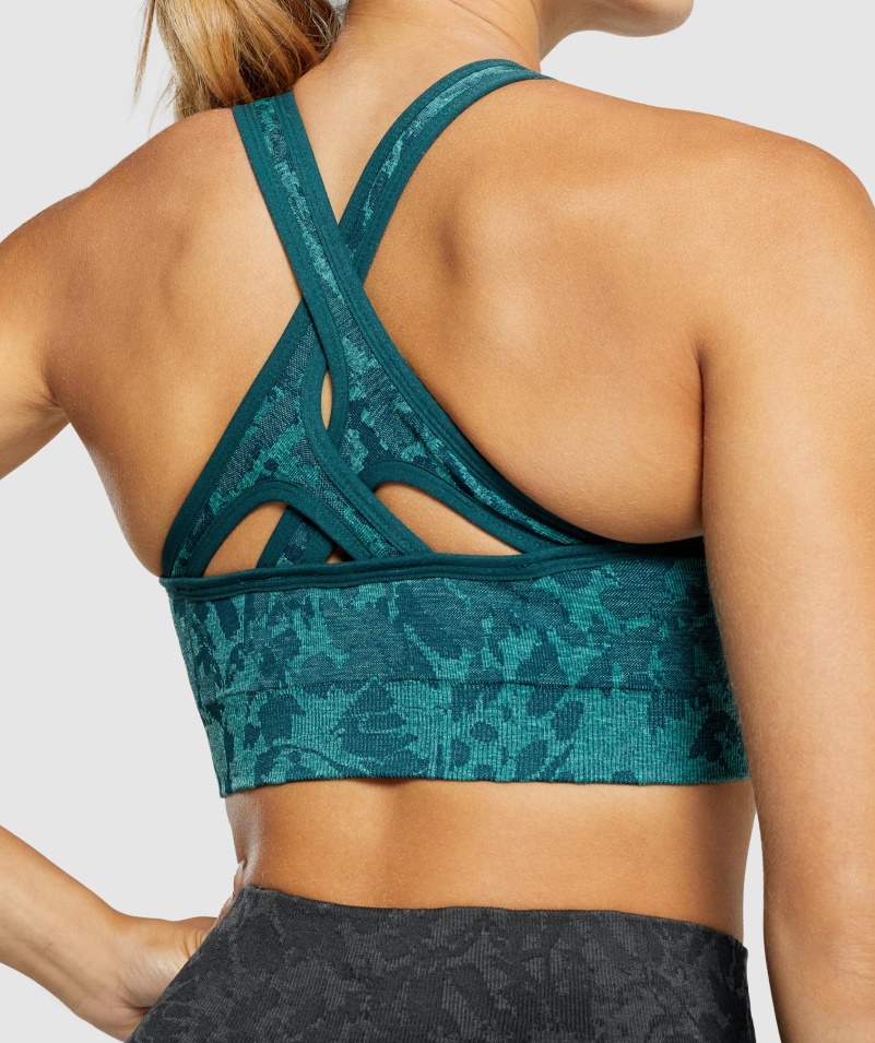 Gymshark Adapt Animal Bezšvová športová Podprsenka Motýľ-zelenomodrá