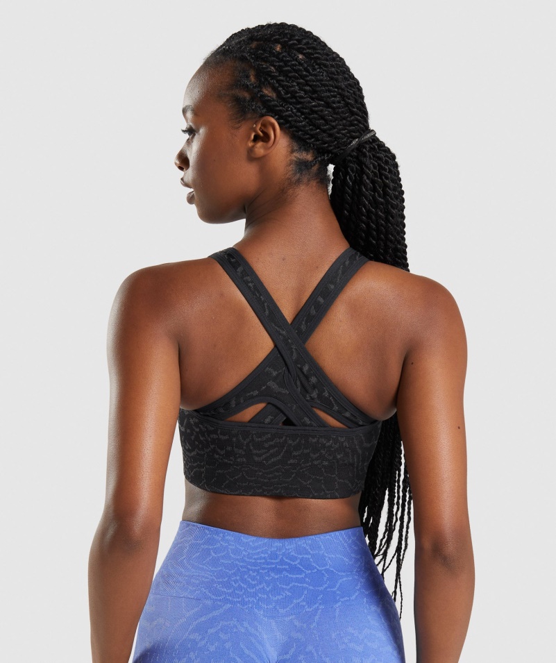 Gymshark Adapt Animal Bezšvová športová Podprsenka Hybrid-čierna