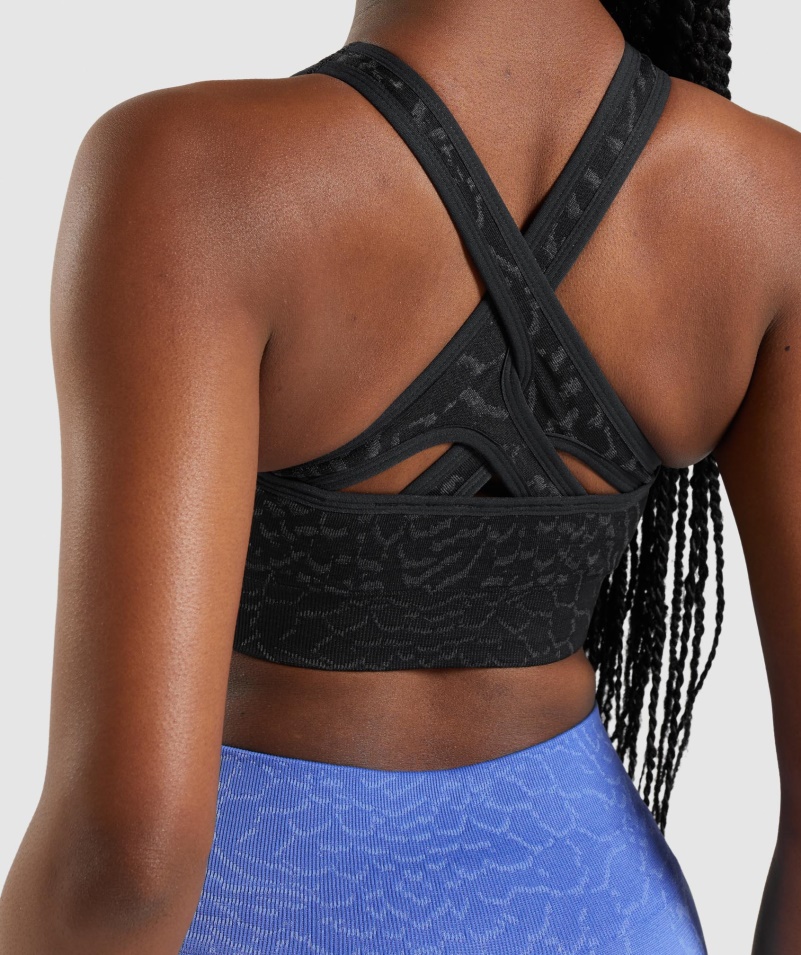 Gymshark Adapt Animal Bezšvová športová Podprsenka Hybrid-čierna