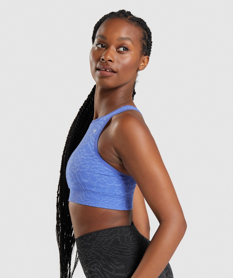 Gymshark Adapt Animal Bezšvová športová Podprsenka Hybrid-court Modrá