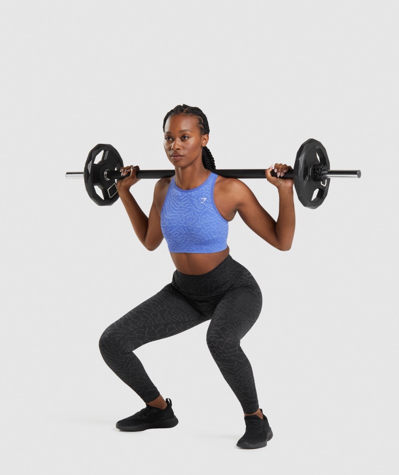 Gymshark Adapt Animal Bezšvová športová Podprsenka Hybrid-court Modrá