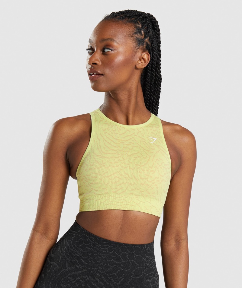 Gymshark Adapt Animal Bezšvová športová Podprsenka Hybrid-svetluška žltá