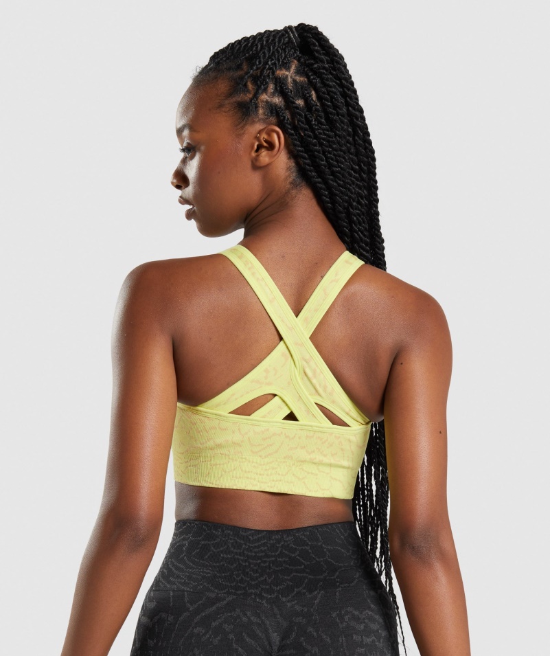 Gymshark Adapt Animal Bezšvová športová Podprsenka Hybrid-svetluška žltá