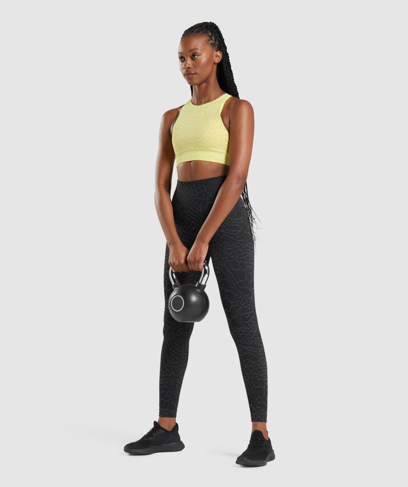 Gymshark Adapt Animal Bezšvová športová Podprsenka Hybrid-svetluška žltá