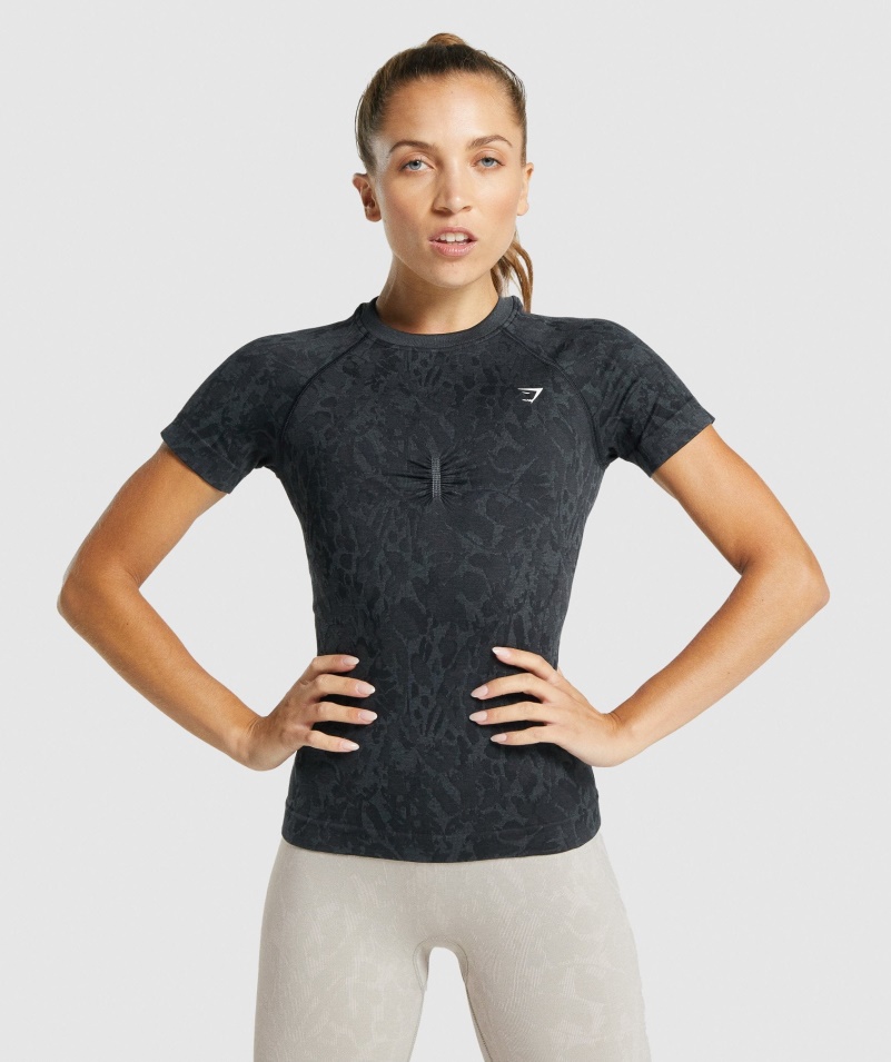 Gymshark Adapt Animal Bezšvové Tričko Motýľ-čierne