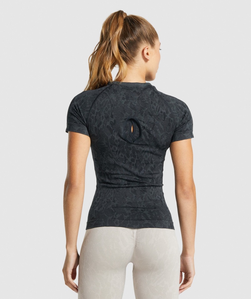 Gymshark Adapt Animal Bezšvové Tričko Motýľ-čierne