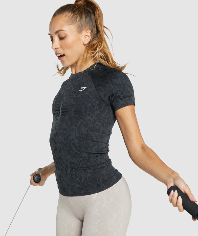 Gymshark Adapt Animal Bezšvové Tričko Motýľ-čierne