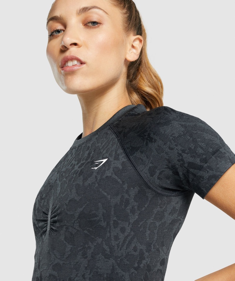 Gymshark Adapt Animal Bezšvové Tričko Motýľ-čierne