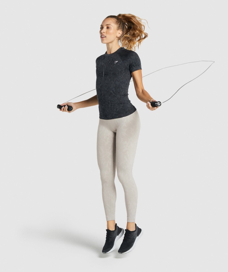 Gymshark Adapt Animal Bezšvové Tričko Motýľ-čierne