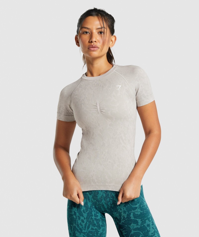 Gymshark Adapt Animal Bezšvové Tričko Motýľovo-sivé