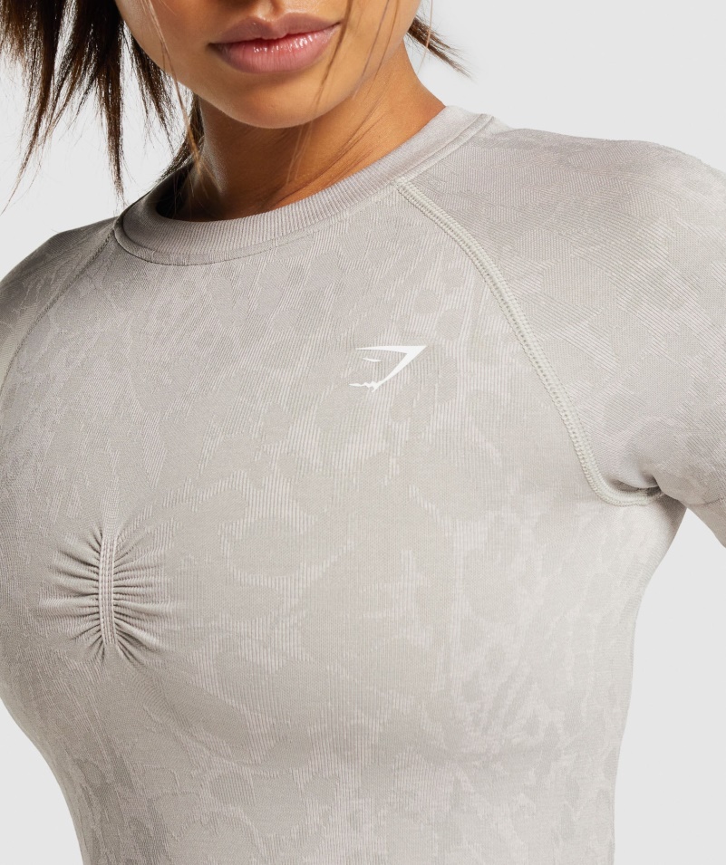 Gymshark Adapt Animal Bezšvové Tričko Motýľovo-sivé