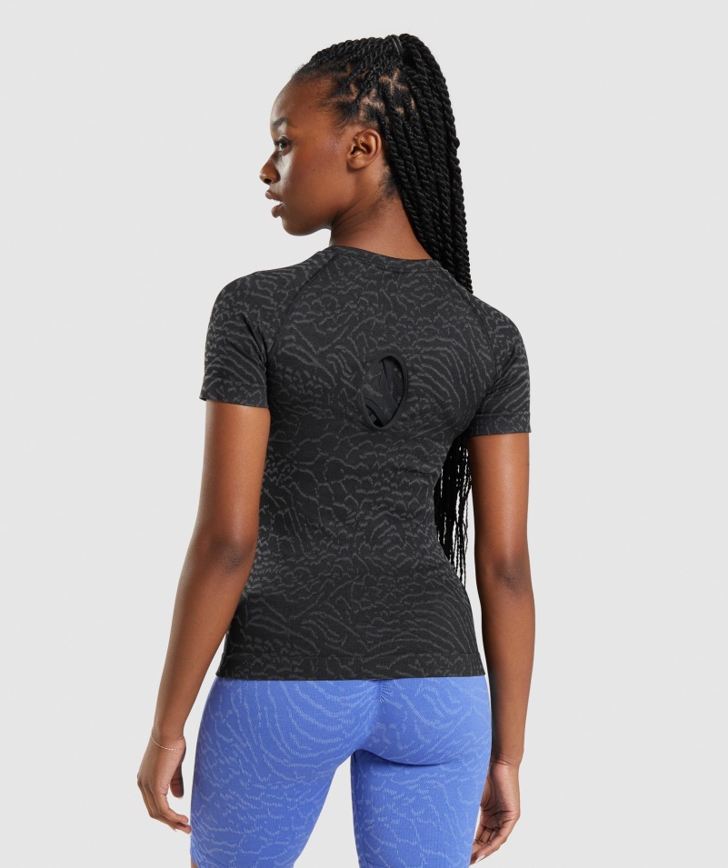 Gymshark Adapt Animal Bezšvové Tričko Hybrid- čierne