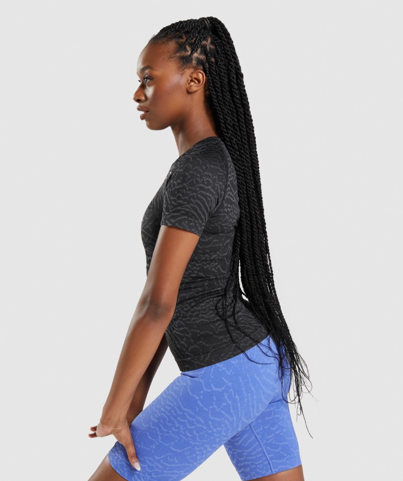 Gymshark Adapt Animal Bezšvové Tričko Hybrid- čierne
