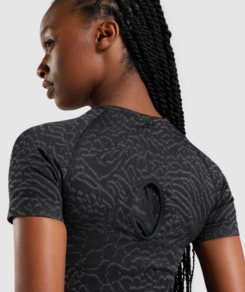 Gymshark Adapt Animal Bezšvové Tričko Hybrid- čierne