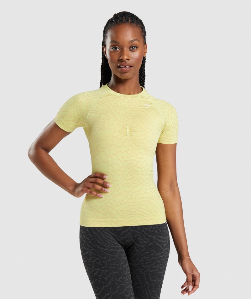Gymshark Adapt Animal Bezšvové Tričko Hybrid-svetluška žltá