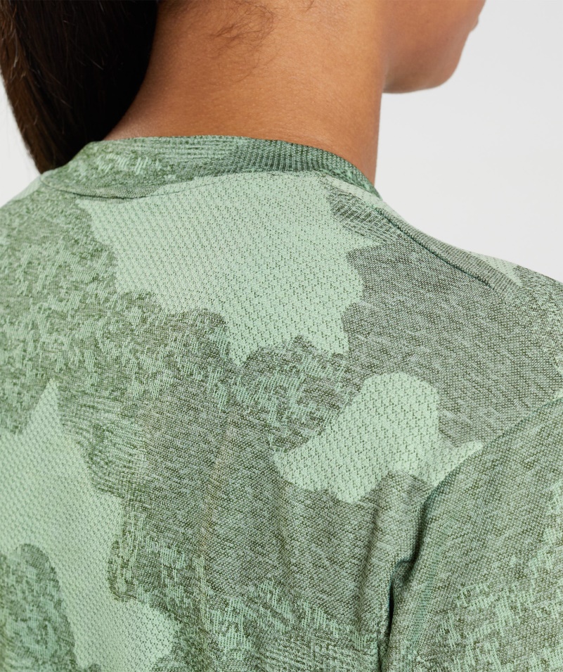 Gymshark Adapt Camo Bezšvový Crop Top Lava-aloe Green-moss Olive