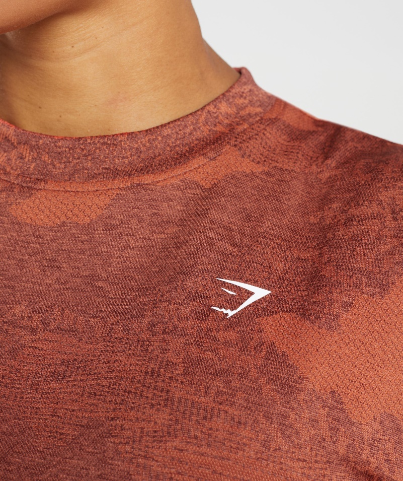 Gymshark Adapt Camo Bezšvový Crop Top Lava-storm červeno-čerešňovo Hnedý