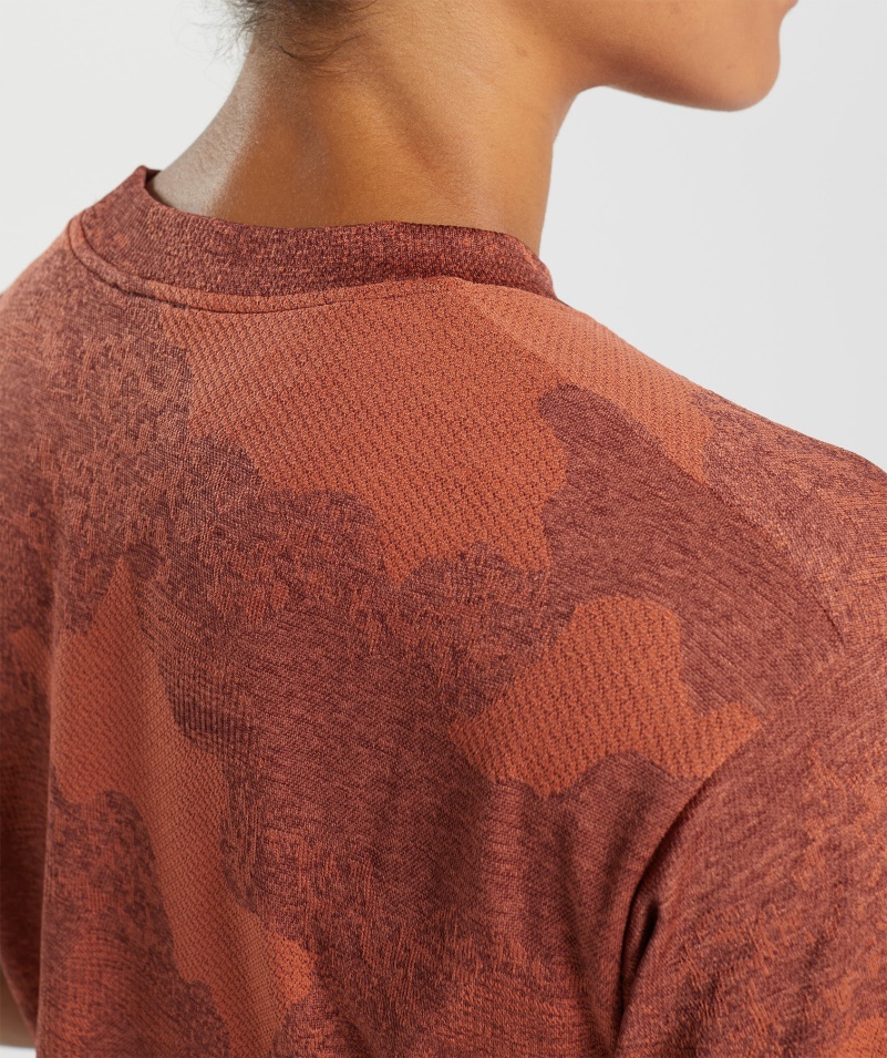 Gymshark Adapt Camo Bezšvový Crop Top Lava-storm červeno-čerešňovo Hnedý
