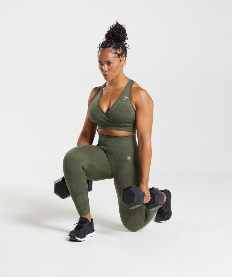 Gymshark Adapt Camo Bezšvové Legíny Láva-mach Olivové Jadro Olivové