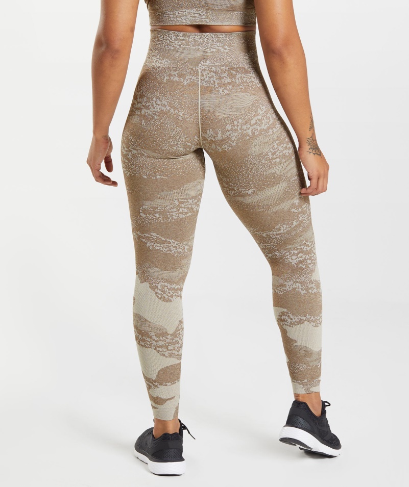 Gymshark Adapt Camo Bezšvové Legíny Lávovo-kamienkové Sivo-dušovo Hnedé
