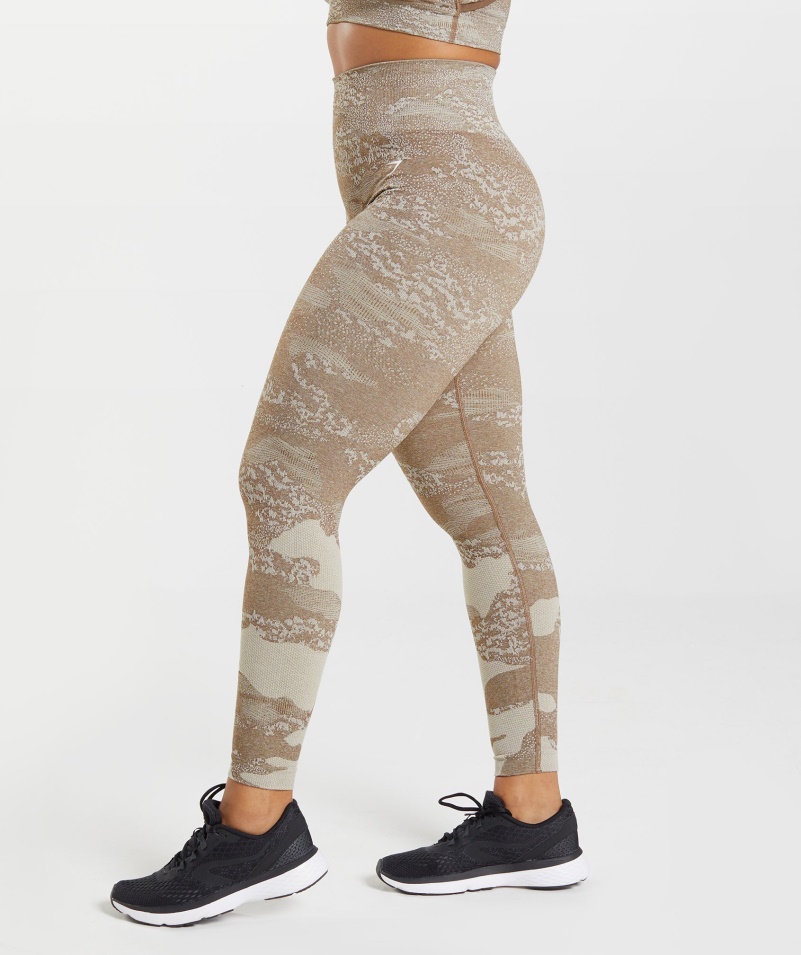 Gymshark Adapt Camo Bezšvové Legíny Lávovo-kamienkové Sivo-dušovo Hnedé