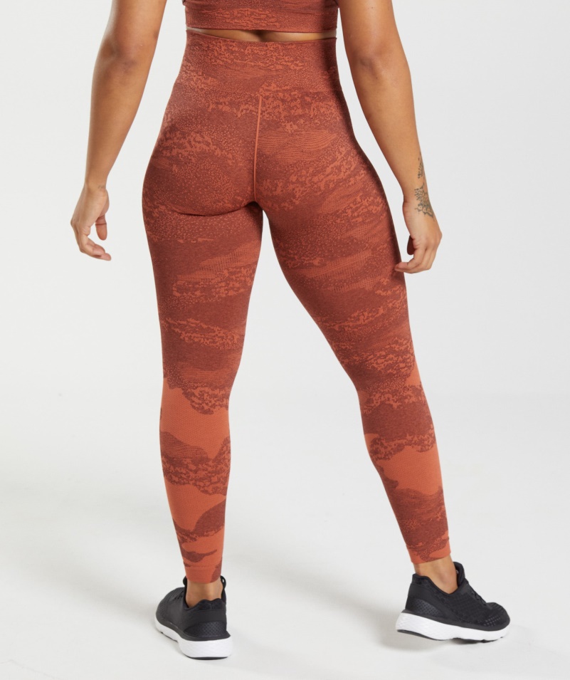 Gymshark Adapt Camo Bezšvové Legíny Láva-búrka červeno-čerešňová Hnedá