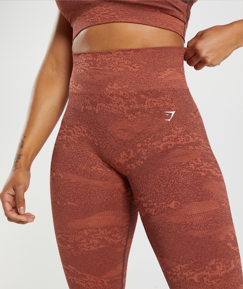 Gymshark Adapt Camo Bezšvové Legíny Láva-búrka červeno-čerešňová Hnedá