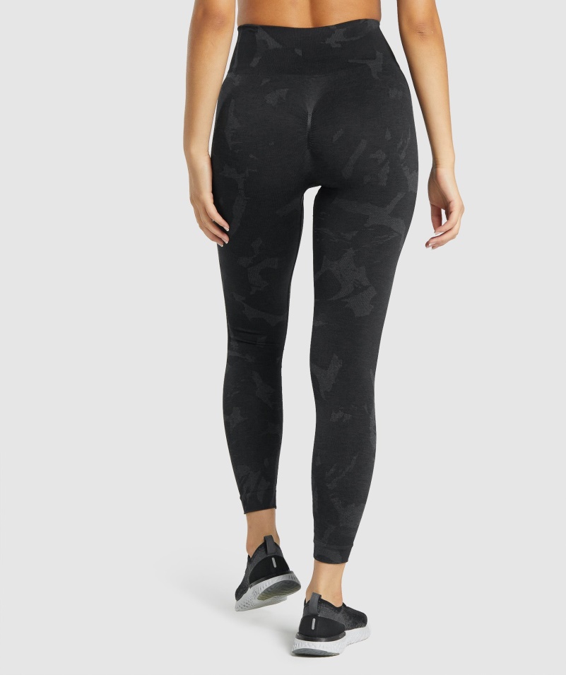 Gymshark Adapt Camo Bezšvové Legíny Savanna-čierna